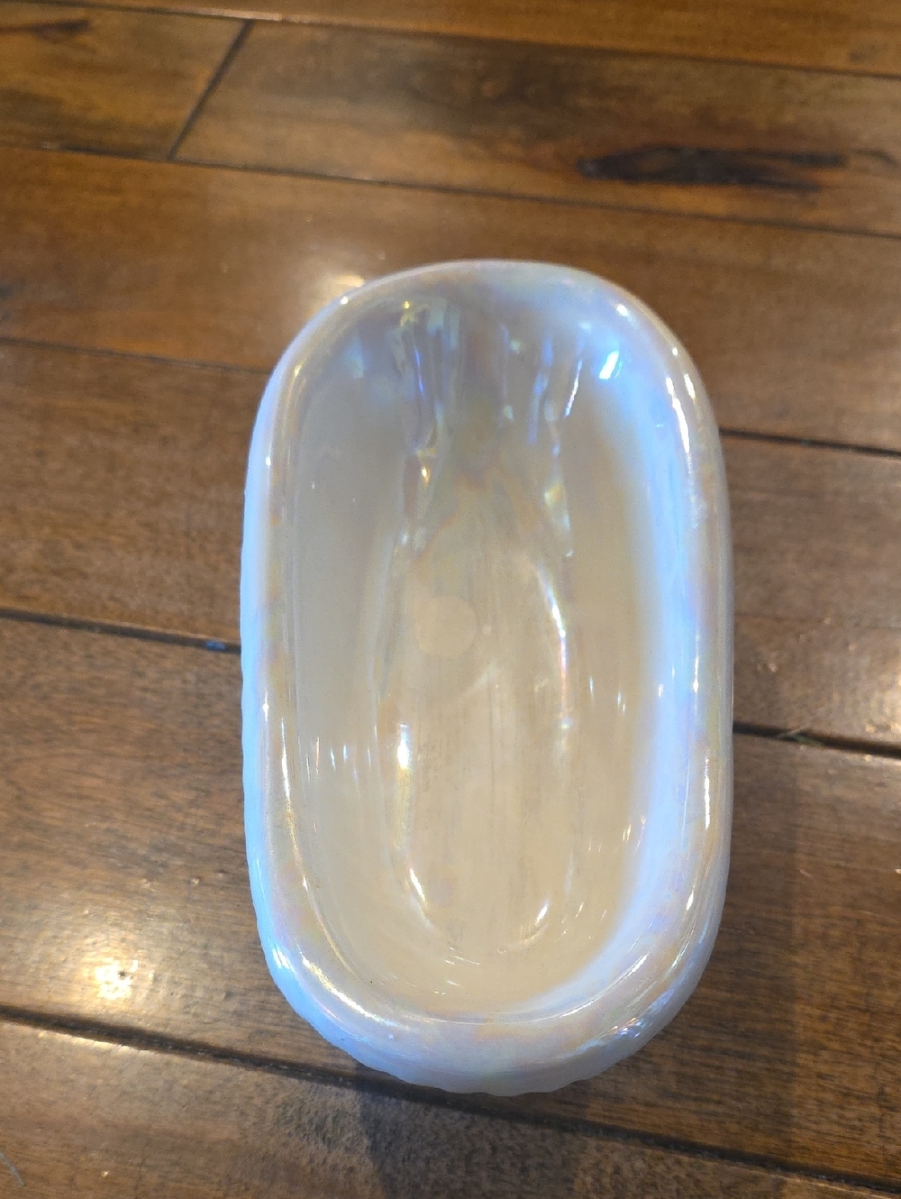Iridescent White Decorative Mini Clawfoot Tub Soap Dish Floral Accents - Picture 3 of 6